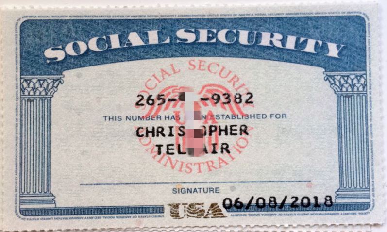 Social security card （SSN）