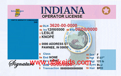 Indiana Fake ID Template