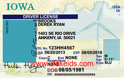 Iowa Fake ID Template