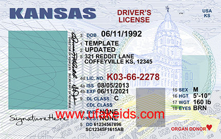 Kansas state drivers license template