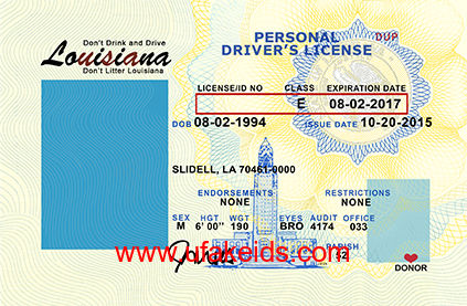 Louisiana Fake ID Template
