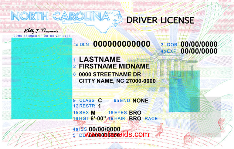 North Carolina Fake ID Template