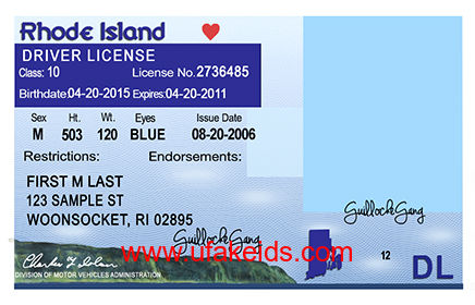 Rhode Island Fake ID Template