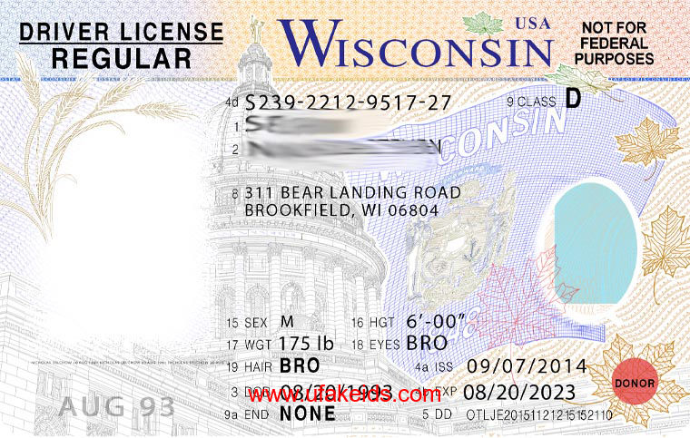 Wisconsin Fake ID Template